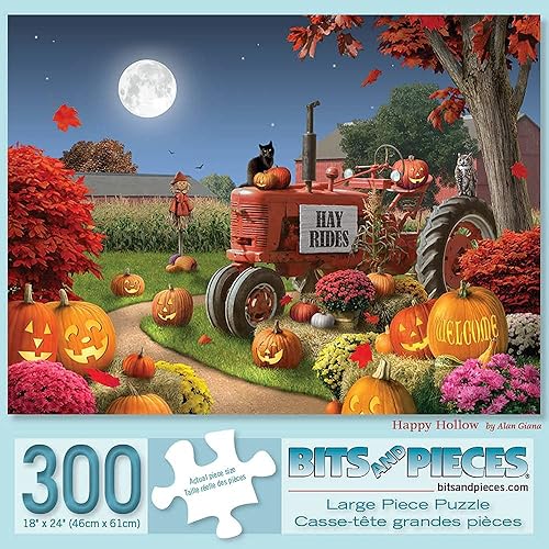 Miniatura 10 de Bits and Pieces - Rompecabezas de 500 piezas para adultos de 18 x 24 pulgadas - Happy Hollow - 500 piezas de Halloween Farm Pumpkin Jack-O-Lantern