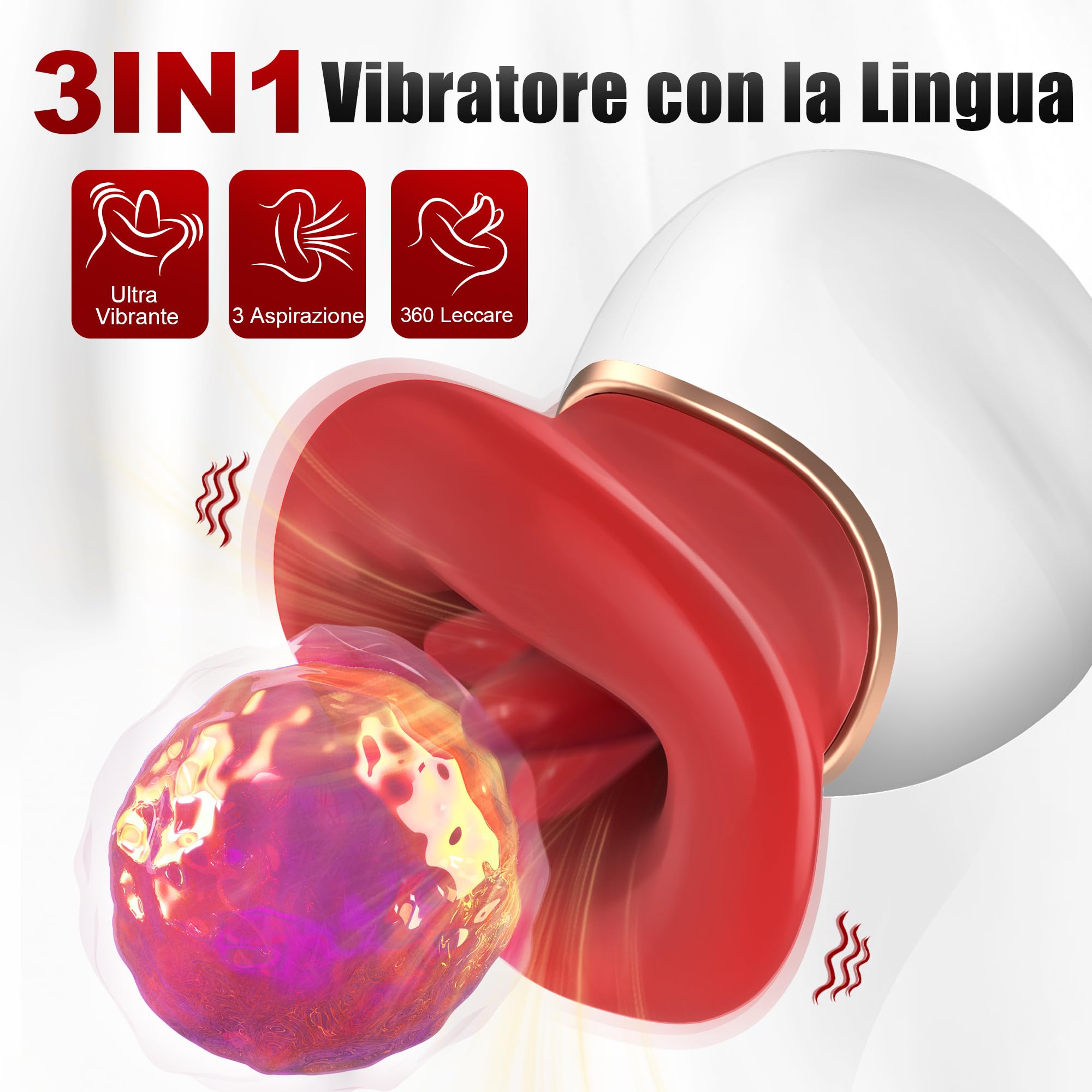 Succhia Clotoride Vibratore Donna Sex Toys - Vibratoreper Donna Piccolo con 3 Suzione 3 Leccata, Stimolatore Clitorideo Potente Vibratori Sex Toy, Giochi Erotici per Clitoride Vagina Capezzolo Anale