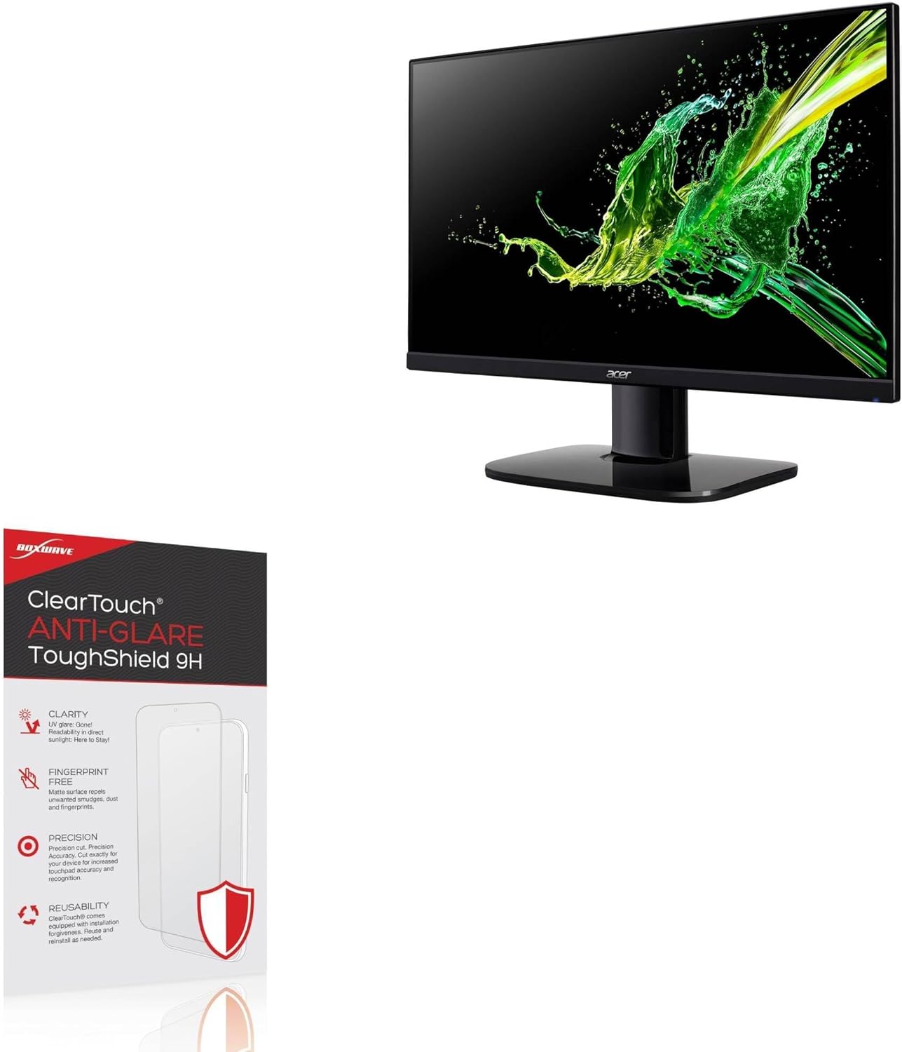 BoxWave Screen Protector Compatible With Acer KA2 (KA242Y) - ClearTouch Anti-Glare ToughShield 9H (2-Pack), Anti-Glare 9H Tough Flexible Film Screen Protector