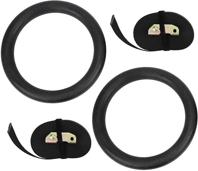 Anillas gimnasticas con aros ABS y cintas polyester negras miniatura 8