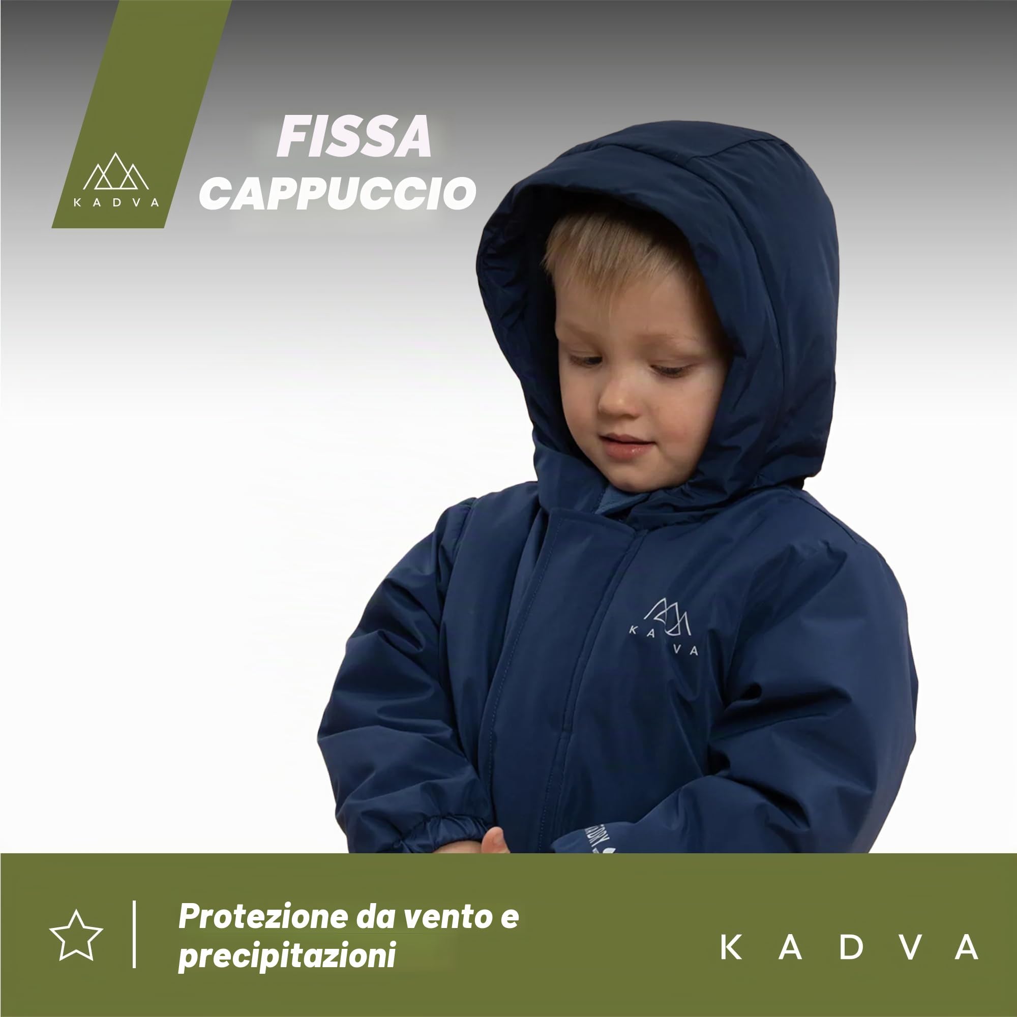 KADVA Kiko Jr - Tuta da sci per bambini, impermeabile, antivento, con catarifrangenti e cappuccio, fodera in pile