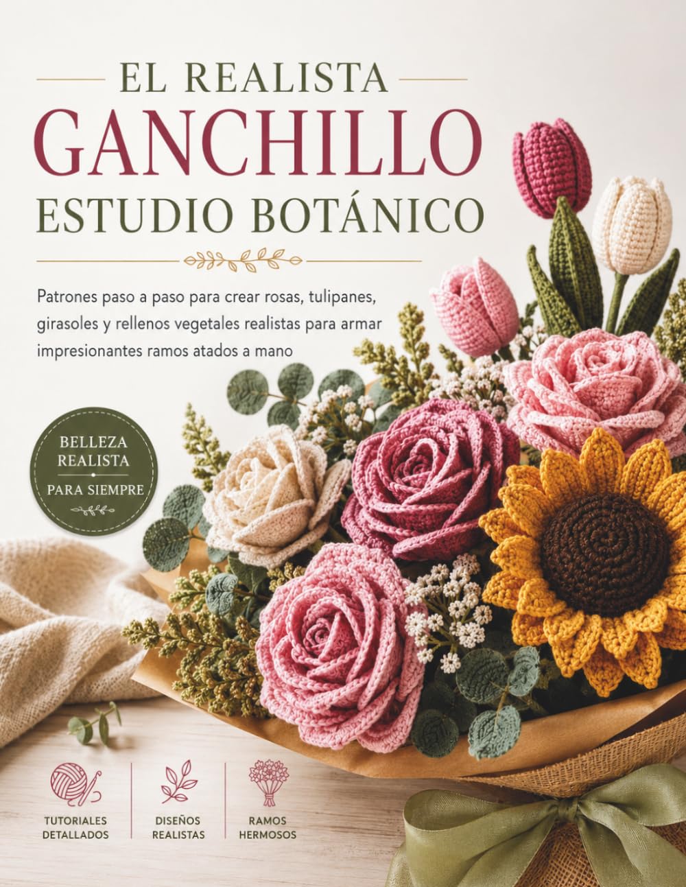 EL REALISTA GANCHILLO ESTUDIO BOTÁNICO: Patrones paso a paso para crear rosas, tulipanes, girasoles y rellenos vegetales realistas para armar impresionantes ramos atados a mano