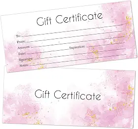 25 vales de presente em branco cartões de presente em aquarela roxa para negócios, salão, spa, massagem, restaurantes, vouchers personalizados de cliente para aniversário, cartão de trabalho -06