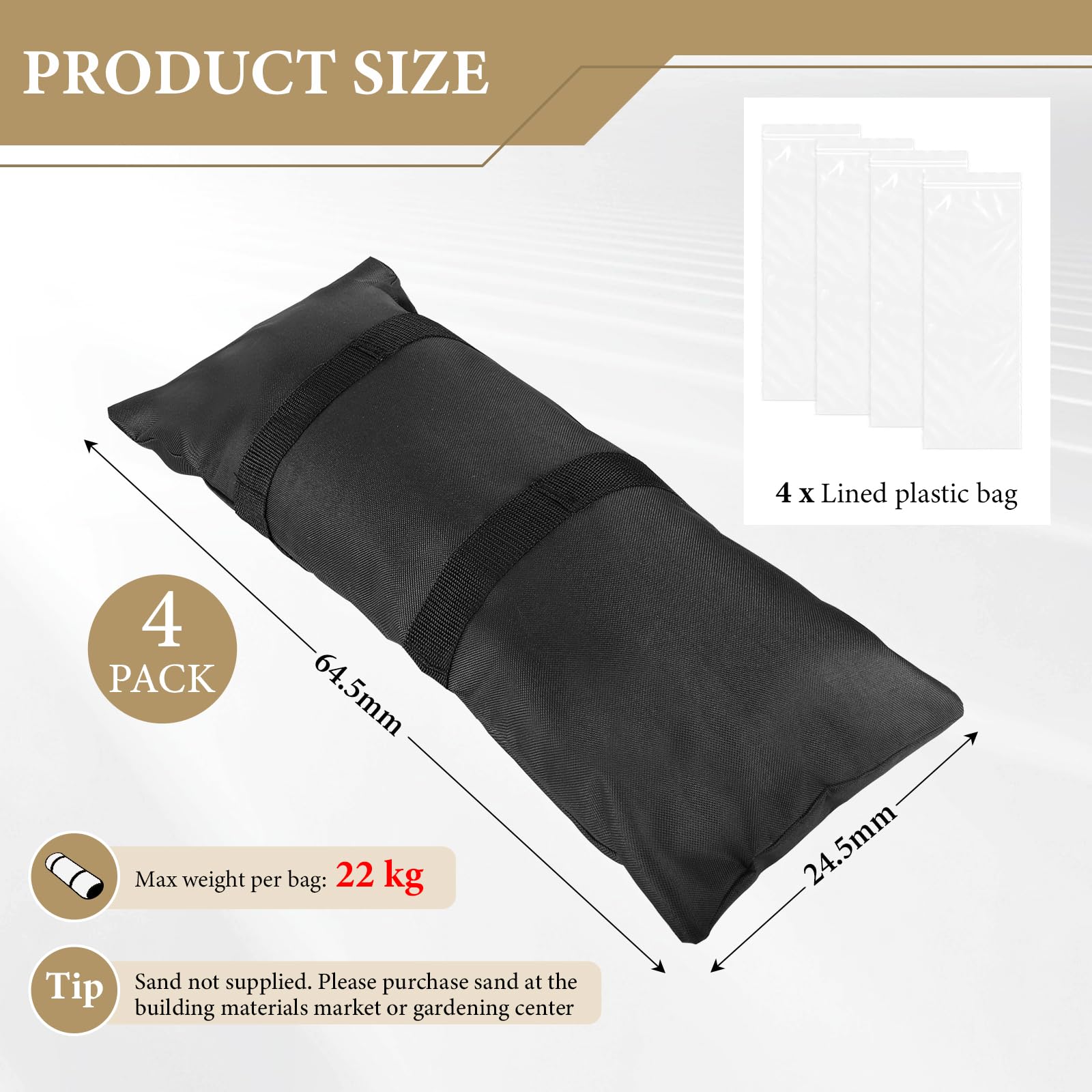 EXLECO 4pcs Sand Befüllbare Bodengewichte je 22 kg, Sandsack Gewichte für Sonnenschirm Beschwerer Gewölbte Beschwerungssäcke für Outdoor Sandsäcke zum Beschweren Gewichtssack für Terrasse Garten