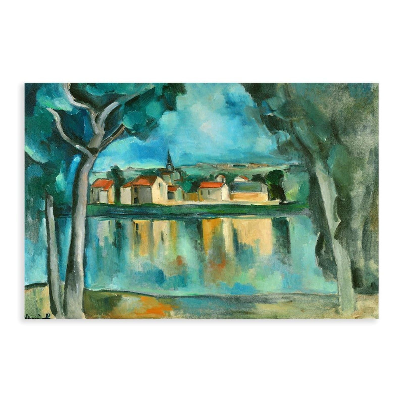 DFJyjFGJJ Maurice Vlaminck,Town on The Banks of The Seine 1909 Canvas Poster Bedroom Sports Landscape Office Room Decor Gift 12" L X 18" W