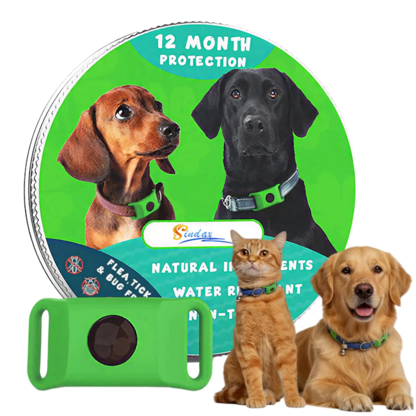 Pendentif Everly - 12 Mois De Protection La Taille du Collier Est Ajustable, sans Danger pour Les Chats Et Les Chiens (Black)