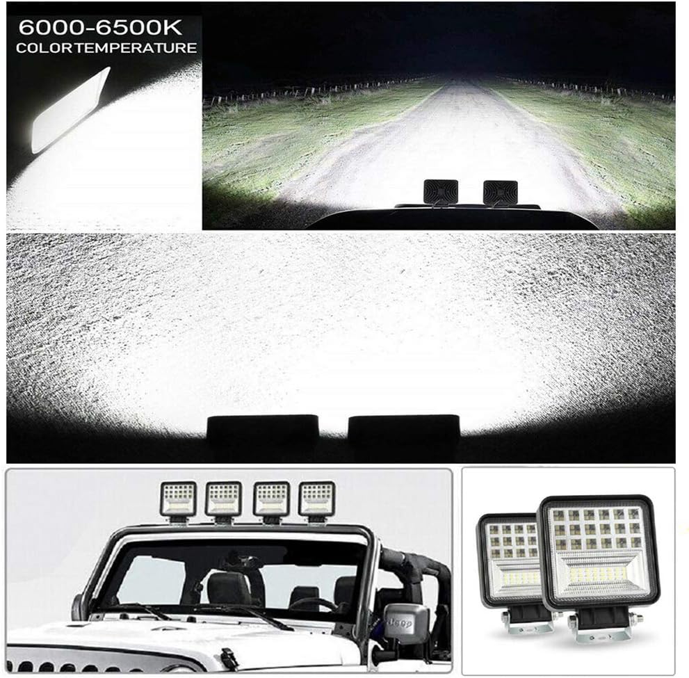 WINBANG LED Light Pods, 4 inch 126W Square LED Work Light, 12V 24V Spot/Flood Light Off Road Lights, Led Fog/Driving Lights for Truck Pickup Boat Golf Cart SUV ATV UTV (20 Pack)