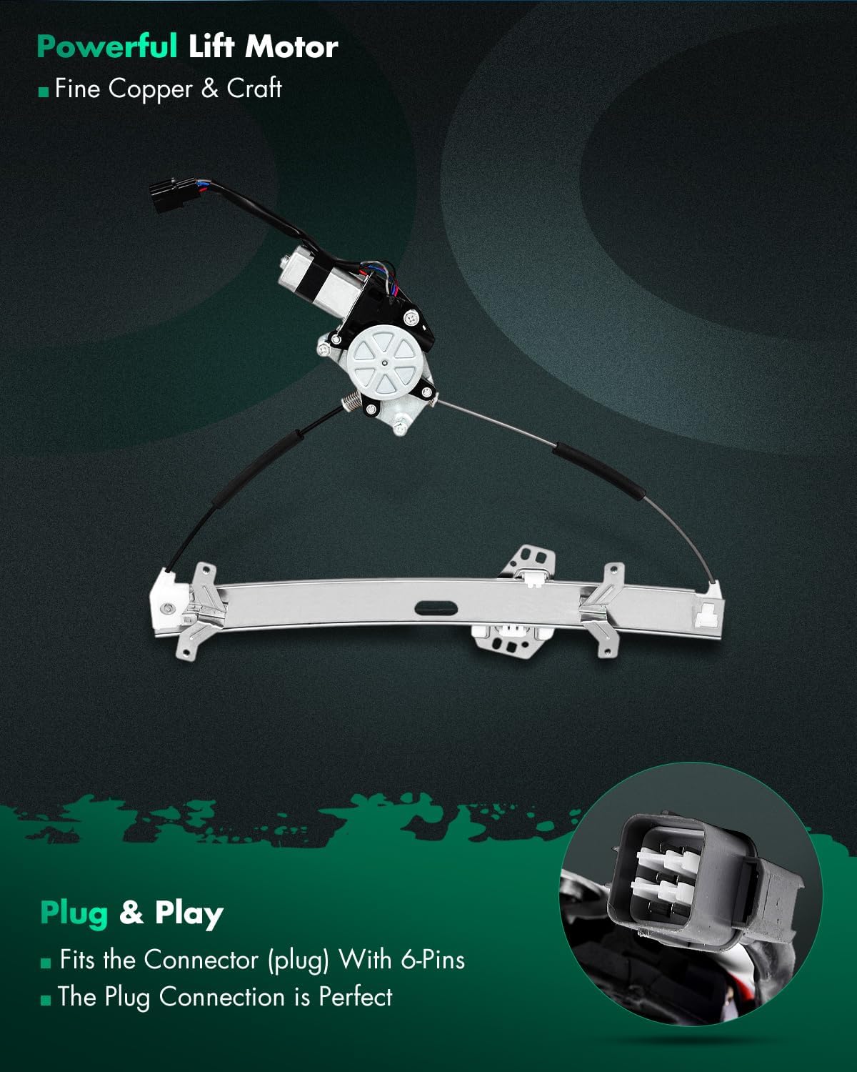 SCITOO Front Left Power Window Regulator Replacement for 2003-2007 for Honda for Accord,741-306