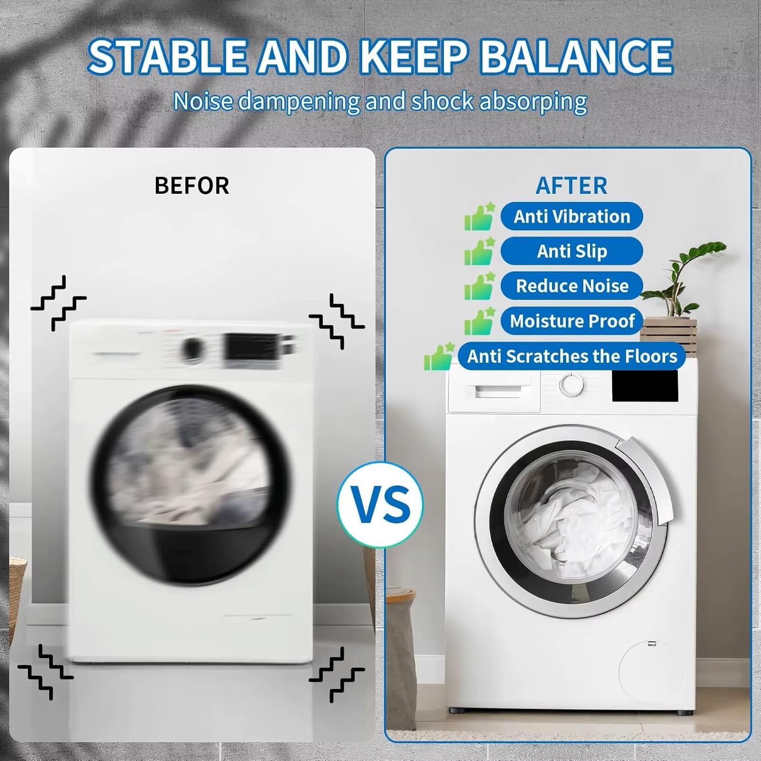 Anti-Vibration Pads for Electric Washer and Dryer Rubber Foot Pad Base for Anti-Vibration and Anti-Walk Features (4pcs)