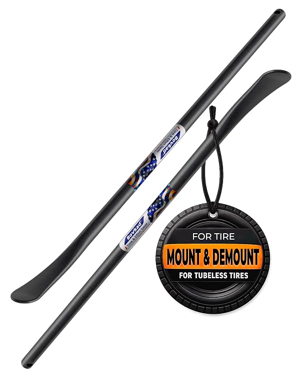 30 Inch Heavy Duty Tire Spoon Bars, 2 Pack 3/4 in(STK) Solid Steel Tire Irons for Mounting & Demounting Tires, Premium Tire Changing Tools for Truck, SUV & Semi Tires (Black) by Bovkad - Used condition - US$40.37