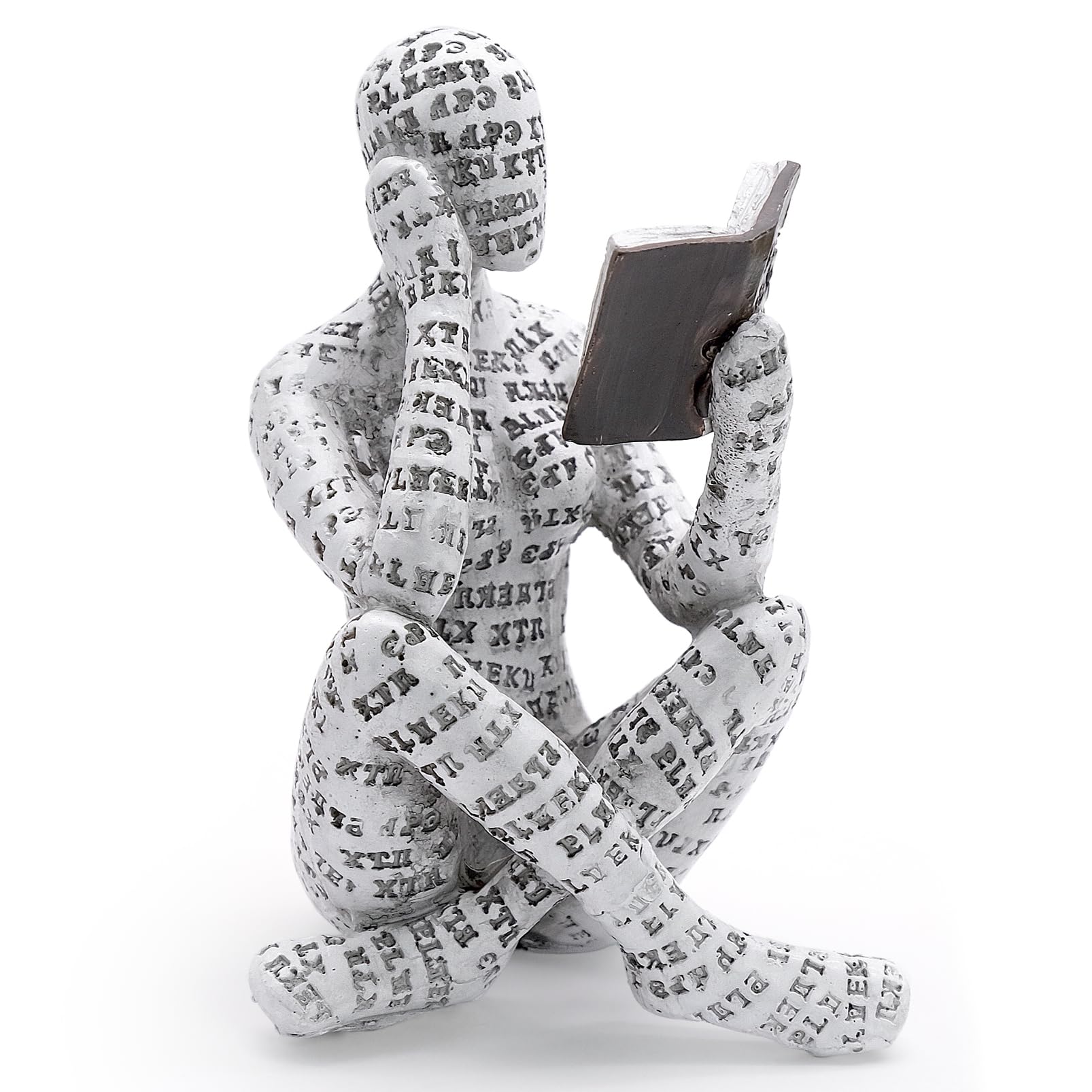 Abstract Woman Thinker, Bookworm Sculpture Bookshelf Decoration Reading Woman Figurine Statue Reading Figurine Sculptures Thinker Ornaments for Living Room (A)