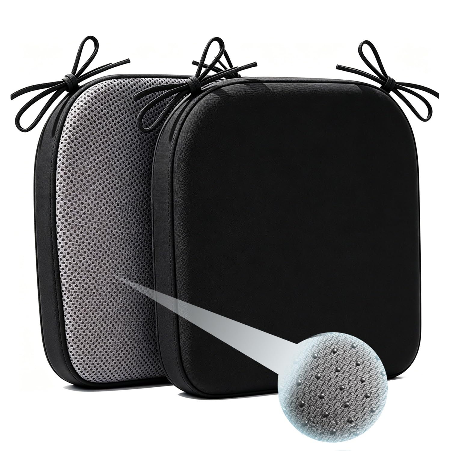 Cafusesdd Cafusedd 2-Psc Seat Cushion with Ties and Skid Rubber Back, Splash-Proof Chair Cushions, Outdoor Chair Cushions for Patio Furniture Cushions(Black,18''*17'')