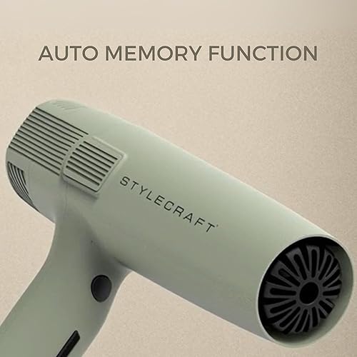 Miniatura 7 de StyleCraft Secador de pelo profesional Instinct-X con motor sin escobillas y pantalla digital, secadora ligera salvia, JetLiner x Silver Bullet con
