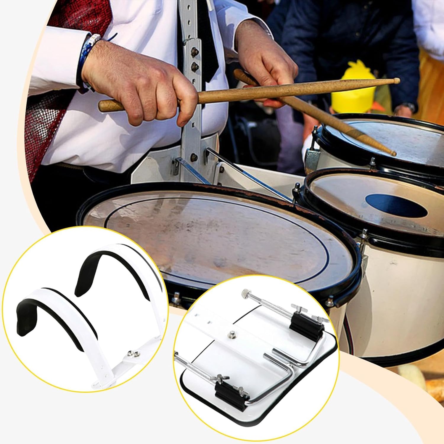 DYNWAVE Snare Drum Carrier Percussion Instrument Belt Attachment Adjustable Height Practical Aluminium Alloy Lightweight Accessory, for Small Drum
