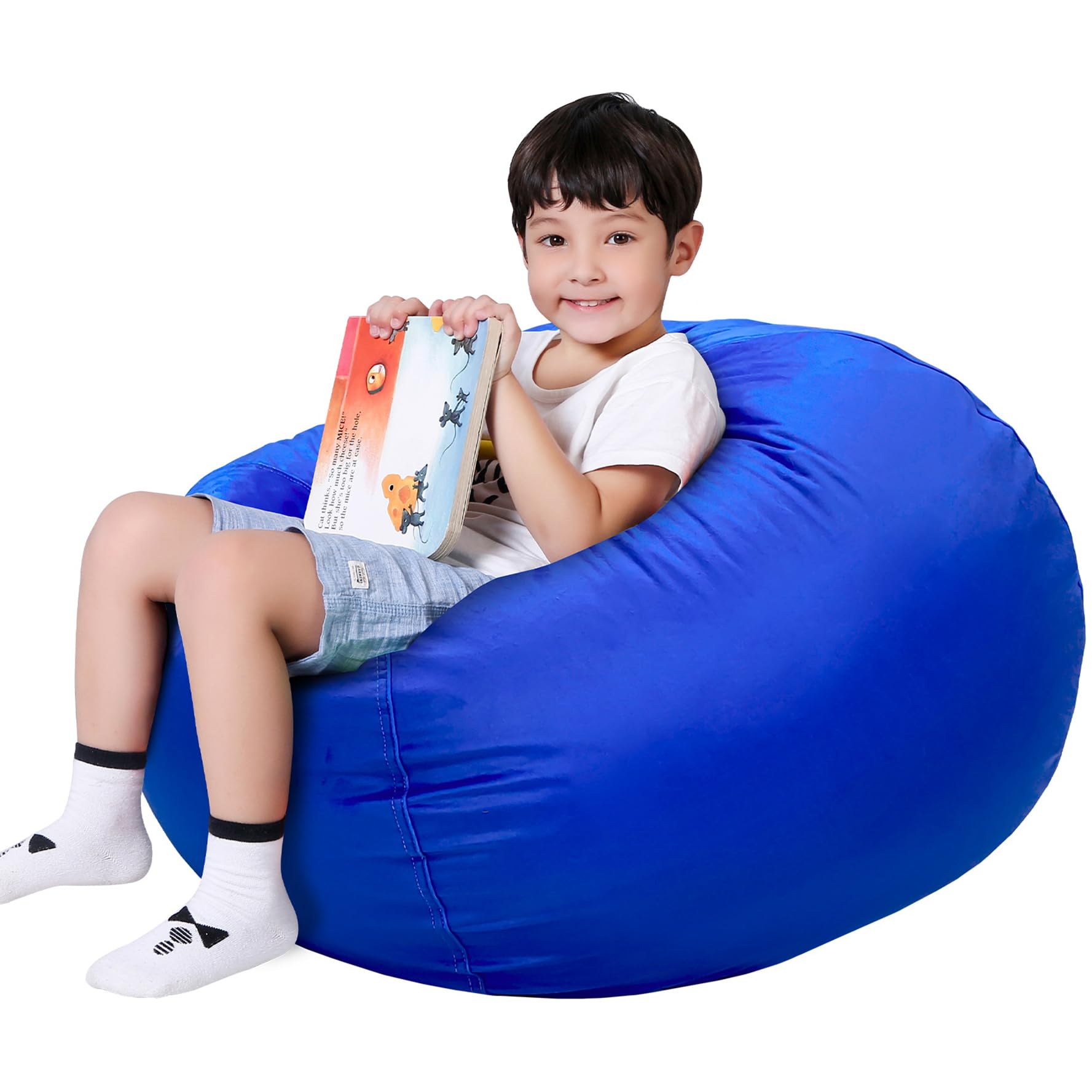 Puf De Almacenamiento Para Juguetes - Bolsa Grande De Lona, Asa Y Cremallera, Multifuncional