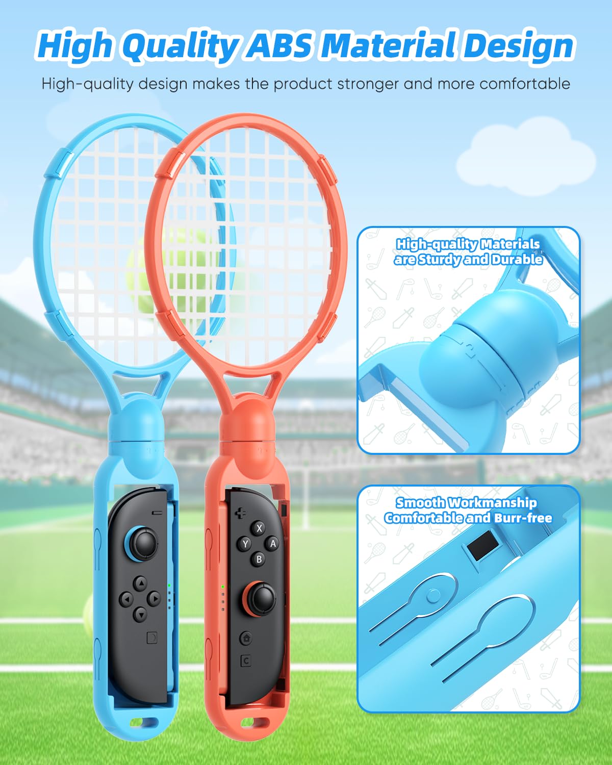 [for Switch 2/1] 4 Pack Tennis Rackets for Nintendo Switch 2 (2025) image 5
