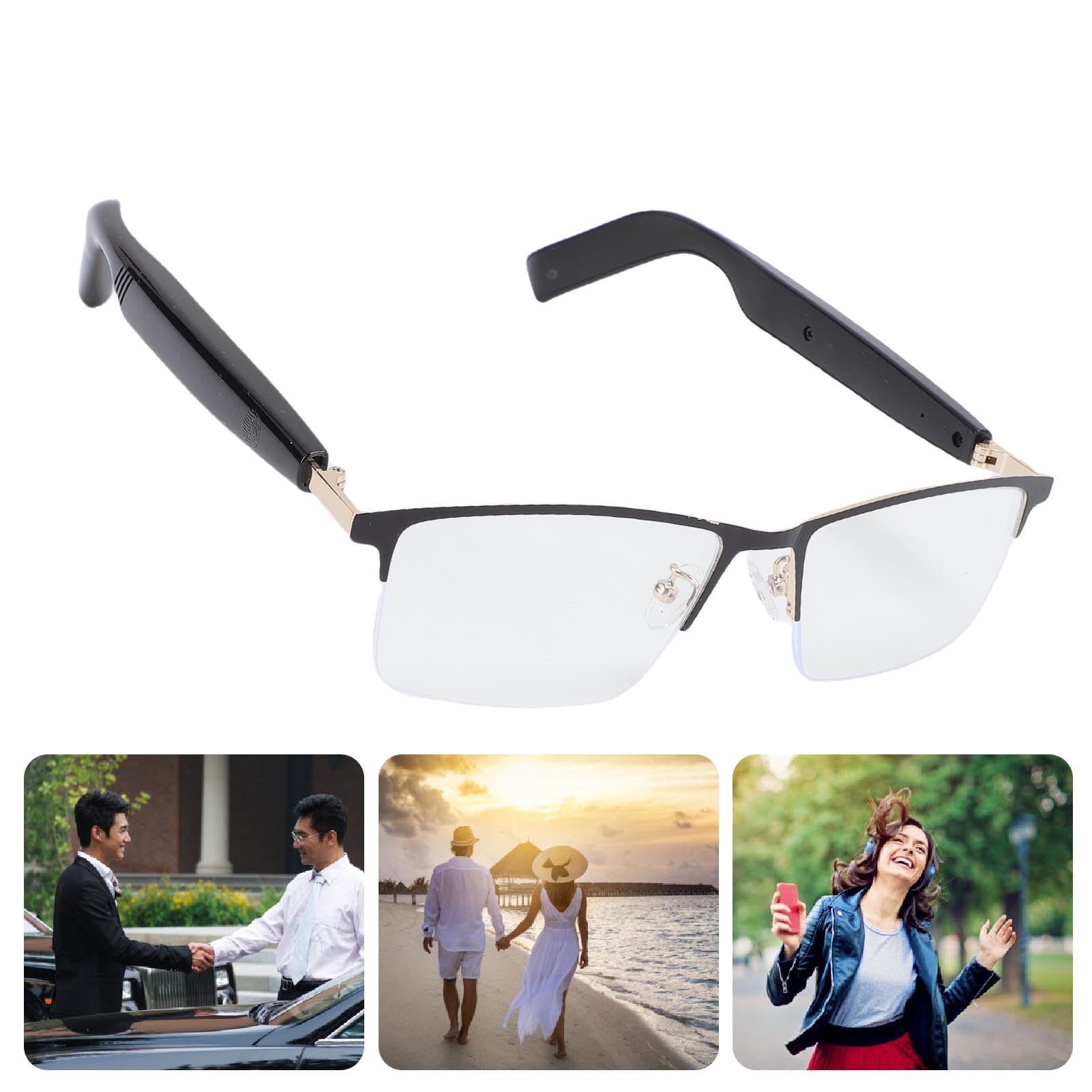 Topiky Bluetooth Audio Smart Lunes pour Femmes Hommes, Lunettes Légères Bleues avec Micro et Haut-Parleur, Contrôle de Soleil Intelligent de Contrôle, Appels Mains Libres, pour la