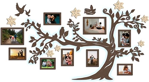 JustLikeWood Adhesivo de pared grande de madera LED para decoración del hogar, 51 x 28 pulgadas, con marco, imágenes estándar, decoraciones para