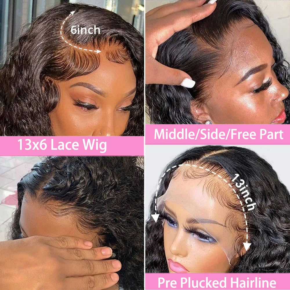 Wig Fullcap 13X6 freepart Wig Long Deep Waves 2020 Amazon.com : Fadaina 13x6 Deep Wave Lace Front Wigs Human  main image 3