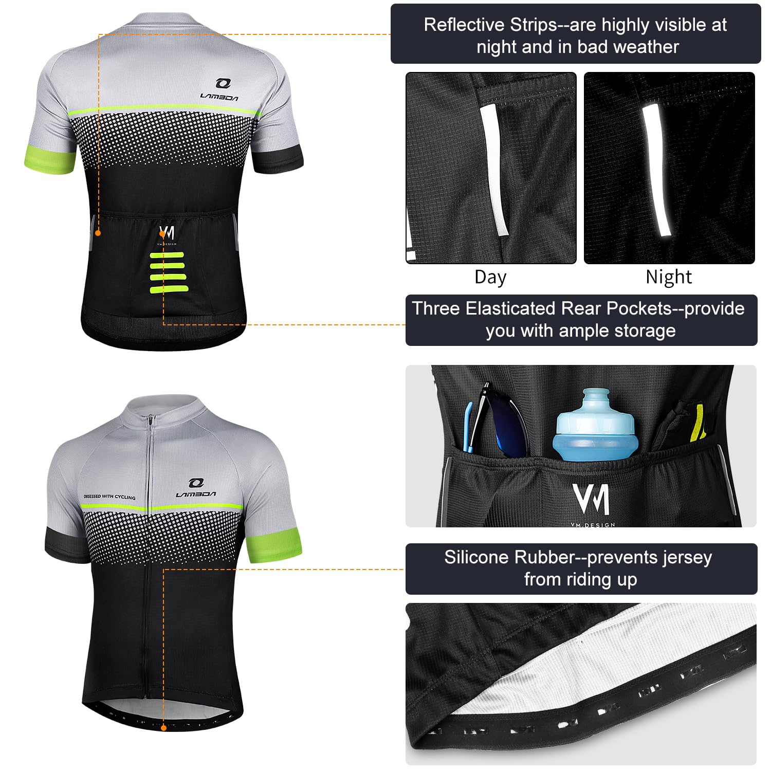 LAMEDA Maillot Cyclisme Homme Velo VTT Vélo de Route Manches Courtes Séchage Rapide Léger Respiant Confort