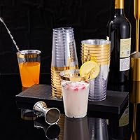 Vista 9 de N9R 60 platos de postre de plástico dorado con tenedores y 72 vasos de plástico dorados