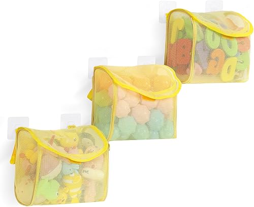 Miniatura 9 de Goowin Almacenamiento de juguetes de baño, soporte para juguetes de baño, organizador de juguetes de baño con aberturas grandes de 3 compartimentos,