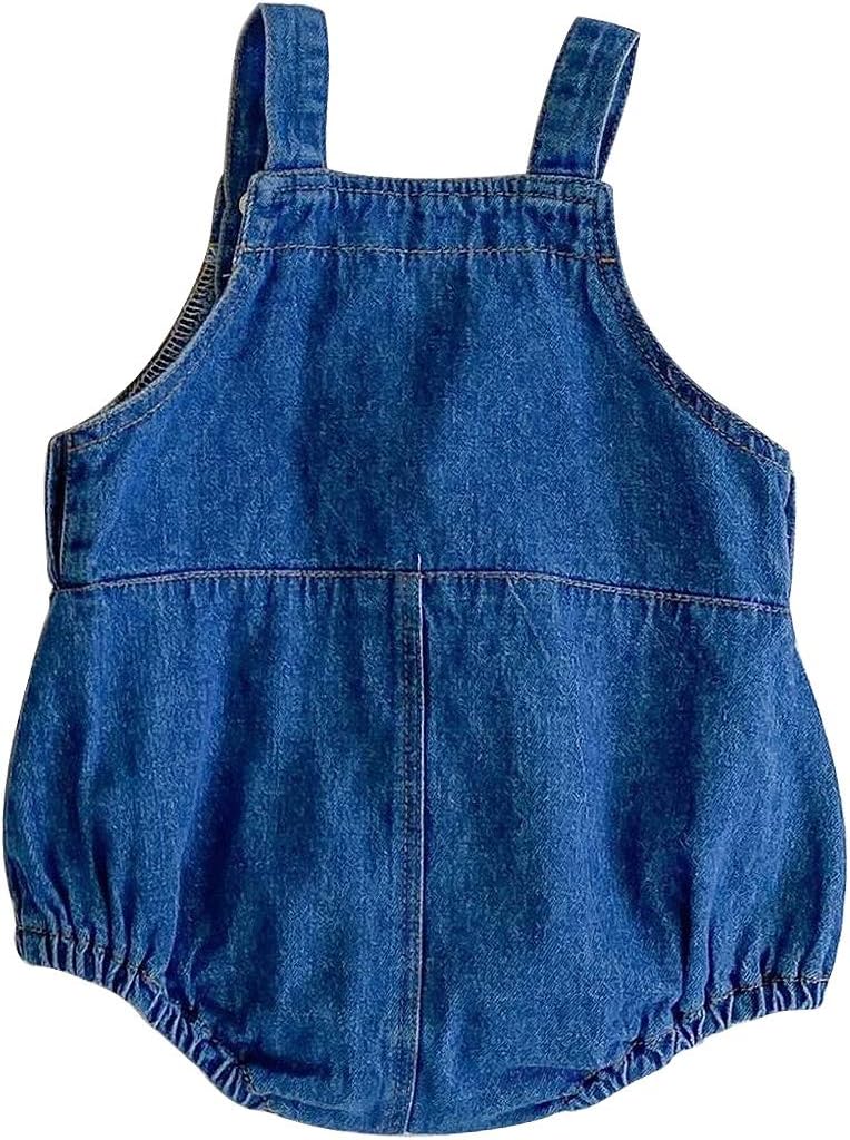 HOOLCHEAN Baby Boy or Girl Denim Bodysuit with Straps Infant Cotton Jeans Romper - Image 2