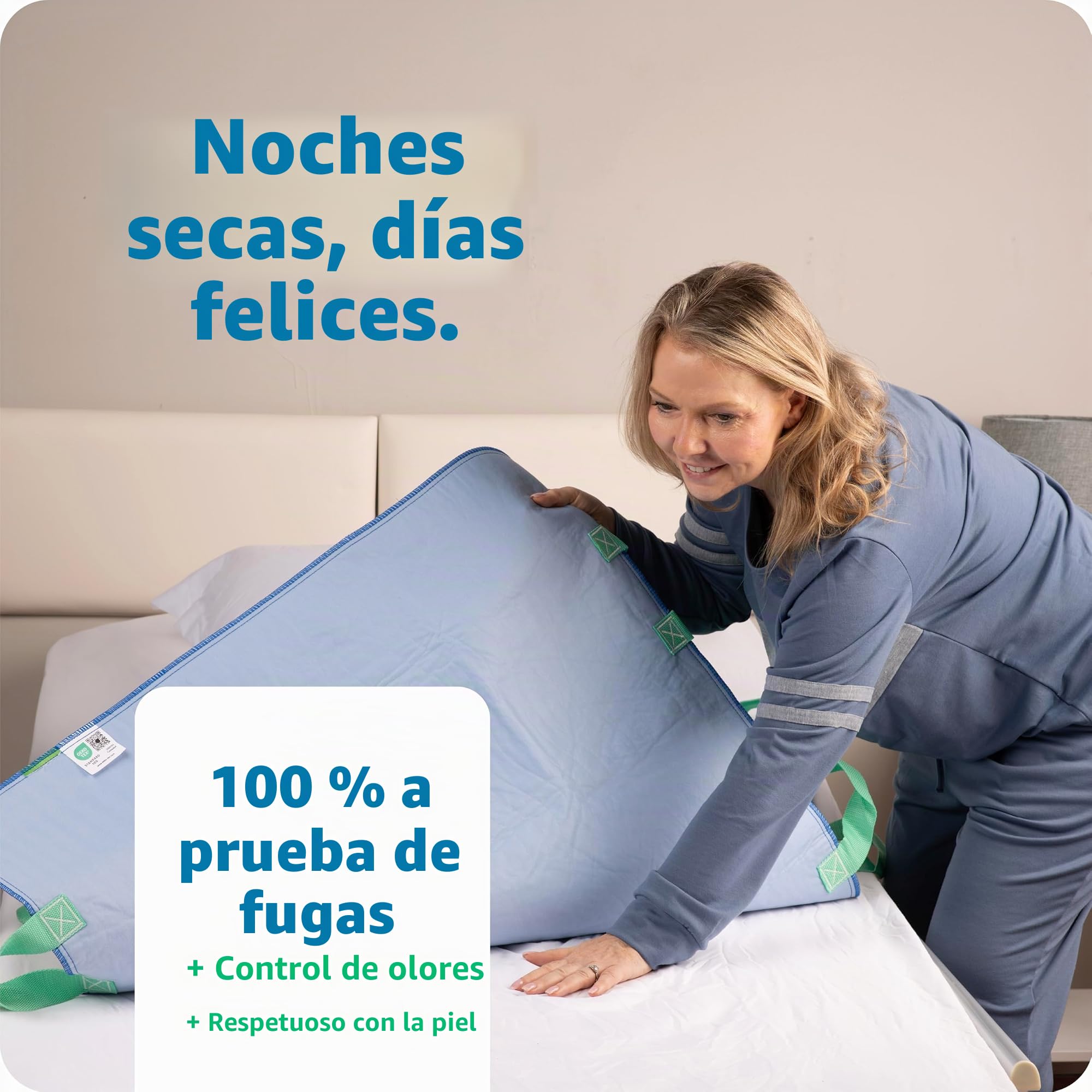Improvia Almohadilla de cama de posicionamiento, con 8 asas reforzadas, secado rápido, lavable, impermeable, para levantar, girar, trasladar, ancianos e incontinencia (verde, 86 x 132 cm, paquete de 1