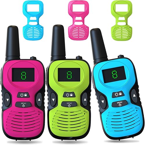 Walkie Talkies para niños 3Pack de largo alcance: juguetes para niños de 8 a 12 años - regalos para niñas de 6 a 8 y 8 a 10 años Walky Talky para