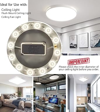 12W LED Flush Mount Ceiling Fan Ring Light Kit Replacement,Retrofit LED Light Engine Panel,4500K Natural Light