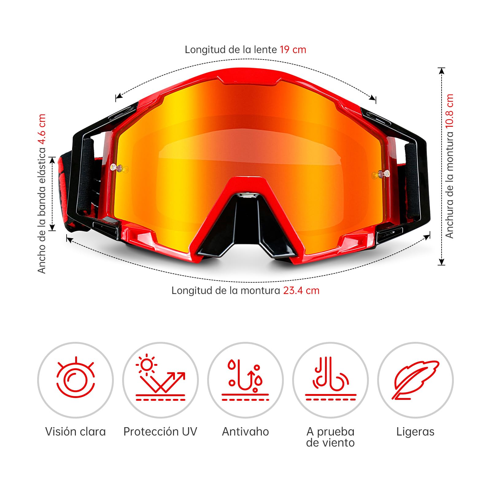 Gafas Motocross, Gafas Moto con protección nasal, Gafas Nieve para hombre y mujer, para deportes al aire libre, como Gafas Enduro