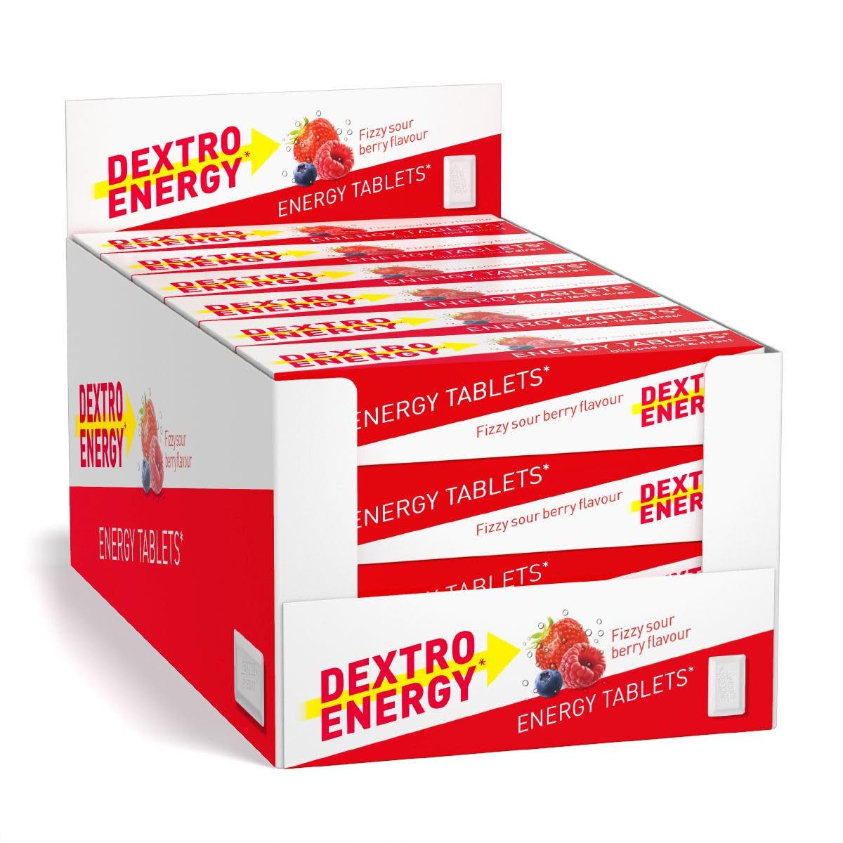 Dextro Energy Fizzy Sour Berry Glucose Tablets 14 Count (Pack of 24)