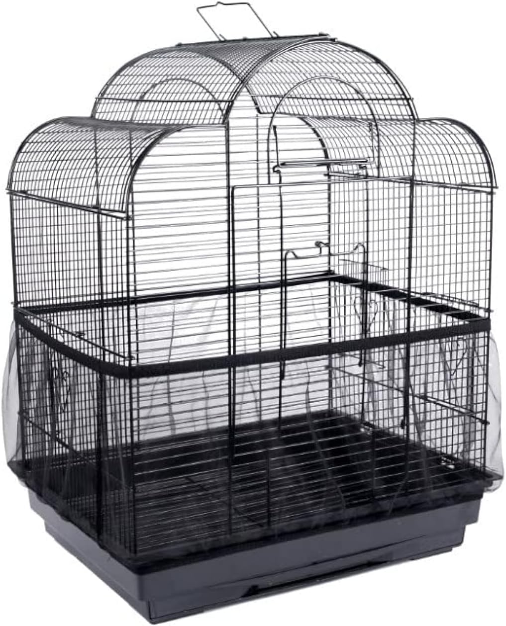4 Colors Bird Cage Cover Bird Cage Cover Seed Catcher Ventilated Nylon Mesh Birdcage Shell Seed Catcher Large Size Bird Cage Seed Catcher Seeds Guard (#2)