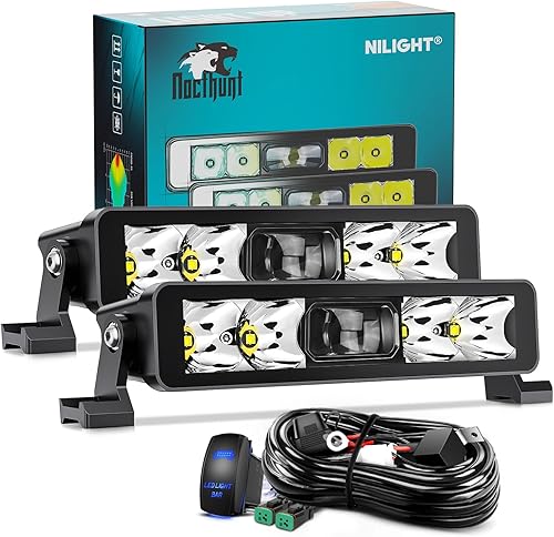 Miniatura 1 de Nilight Barra de luz LED de 14 pulgadas, 11 LED de una sola fila, luces LED de visión nocturna sin tornillos, luces todoterreno con interruptor