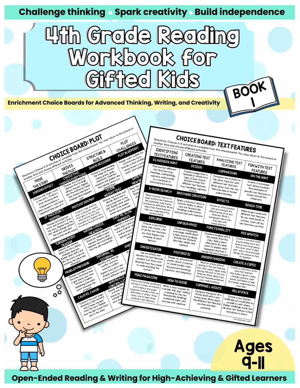 4th Grade Reading Workbook for Gifted Kids: Enrichment Choice Boards for Advanced Thinking, Writing, and Creativity...
