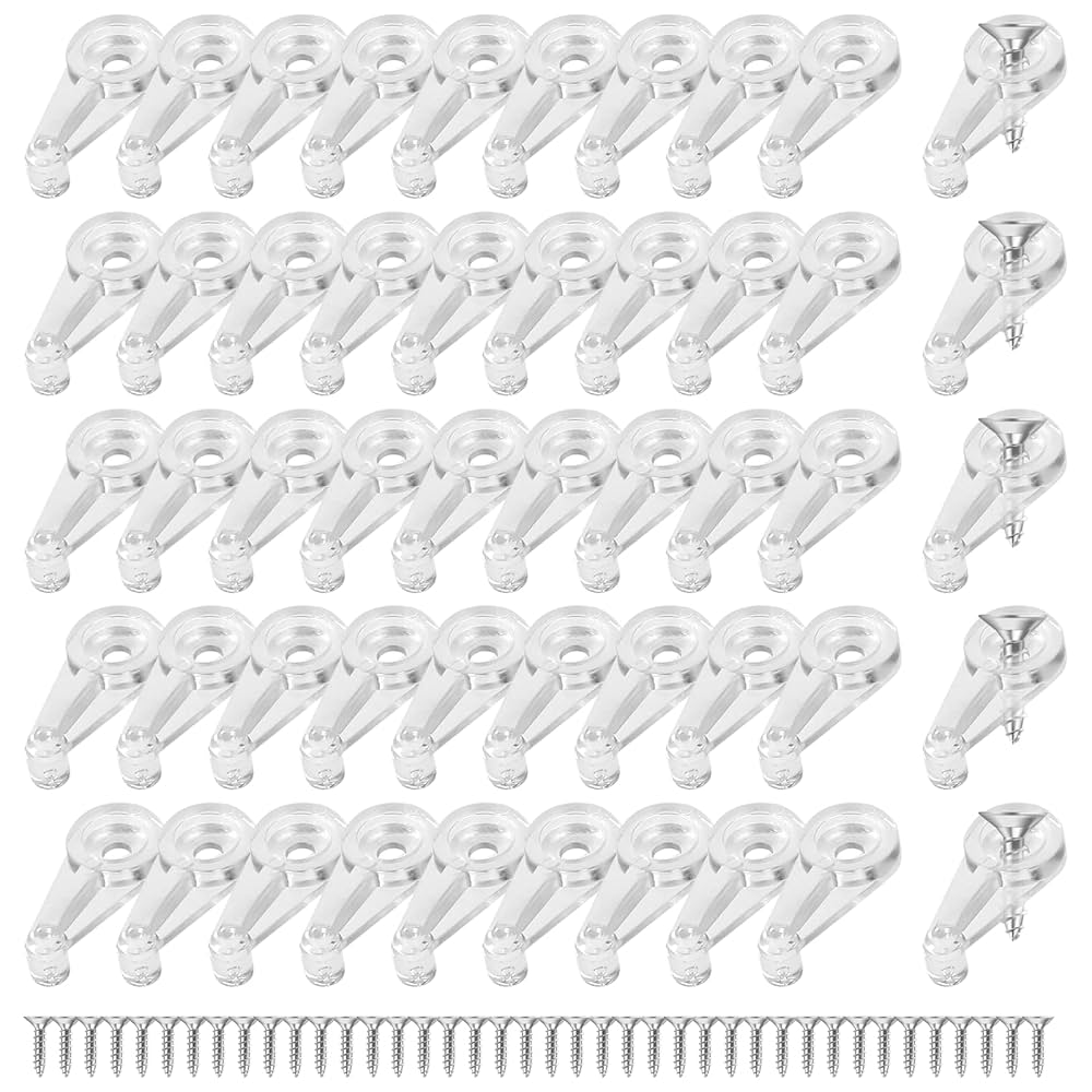 30Set Glass Retainer Clips Kit, 13mm Plastic Glass Cabinet Clips With