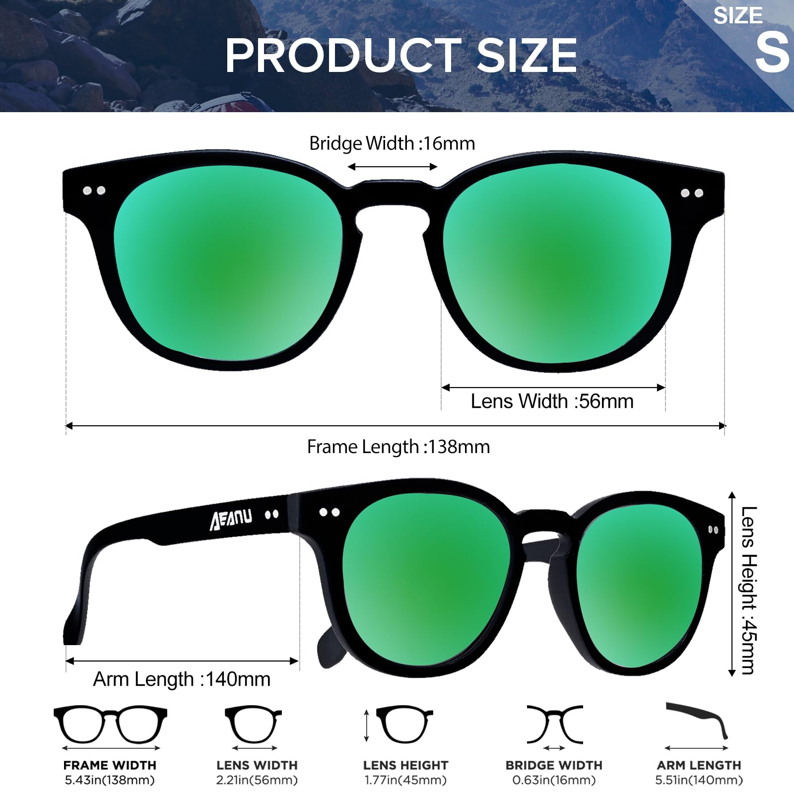 SPT122 - Lentes de sol polarizados para hombres y mujeres, lentes de sol retro con protección UV para conducir, correr, pescar, golf, verde/morado (paquete de 2)