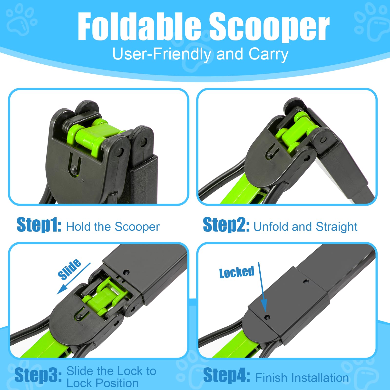 Ramasse-crottes Pour Chien Longue Portée 60 Cm - Pelle Pliable Et Légère Pour Jardin Et Balade
