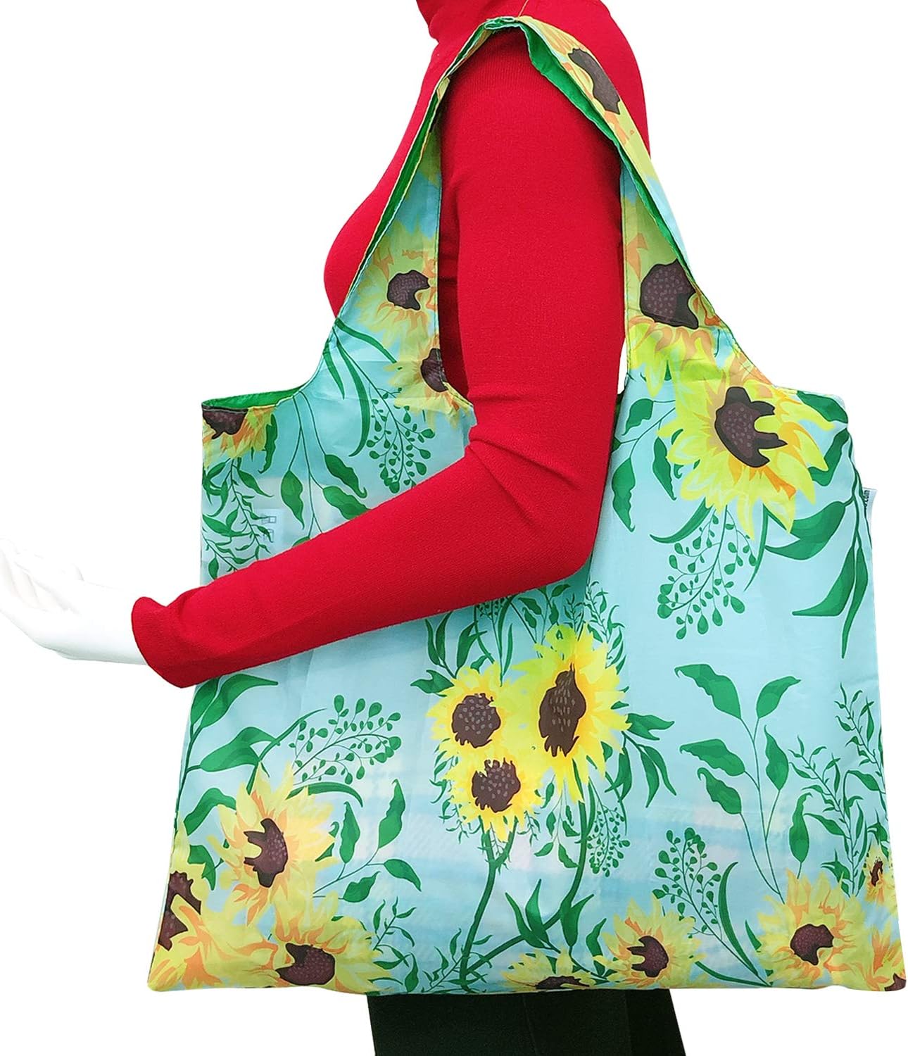 Wrapables Large Reusable Shopping Tote Bag with Outer Pouch - Image 6