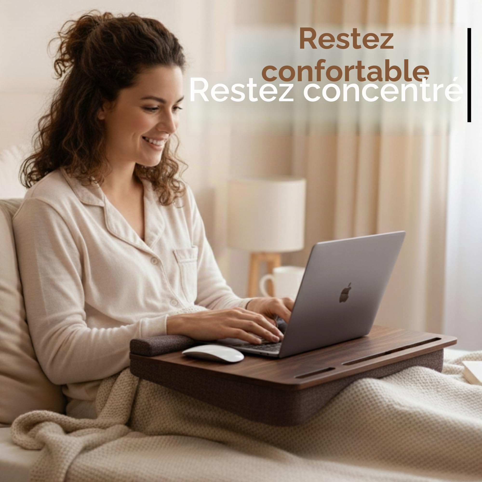 Vigo LS02X Plateau en Bois pour Ordinateur Portable Noyer Marron