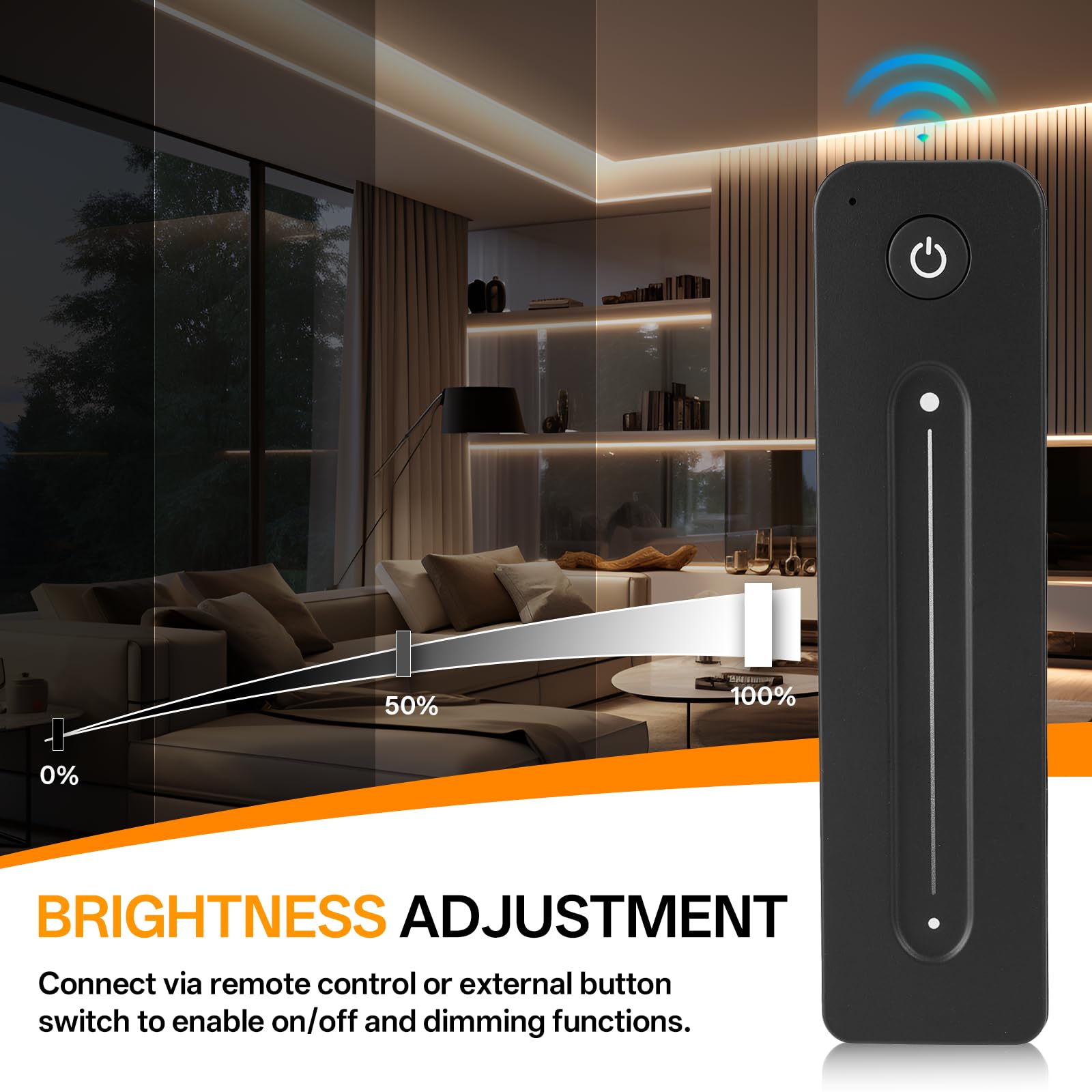 RF 2,4 GHz Variateur de Lumiere LED avec Télécommande, DC 5V-36V 8A Gradateur Contrôleur Montage mural magnétique Pour Couleur Unique Bande LED Lumineuse Dimmable