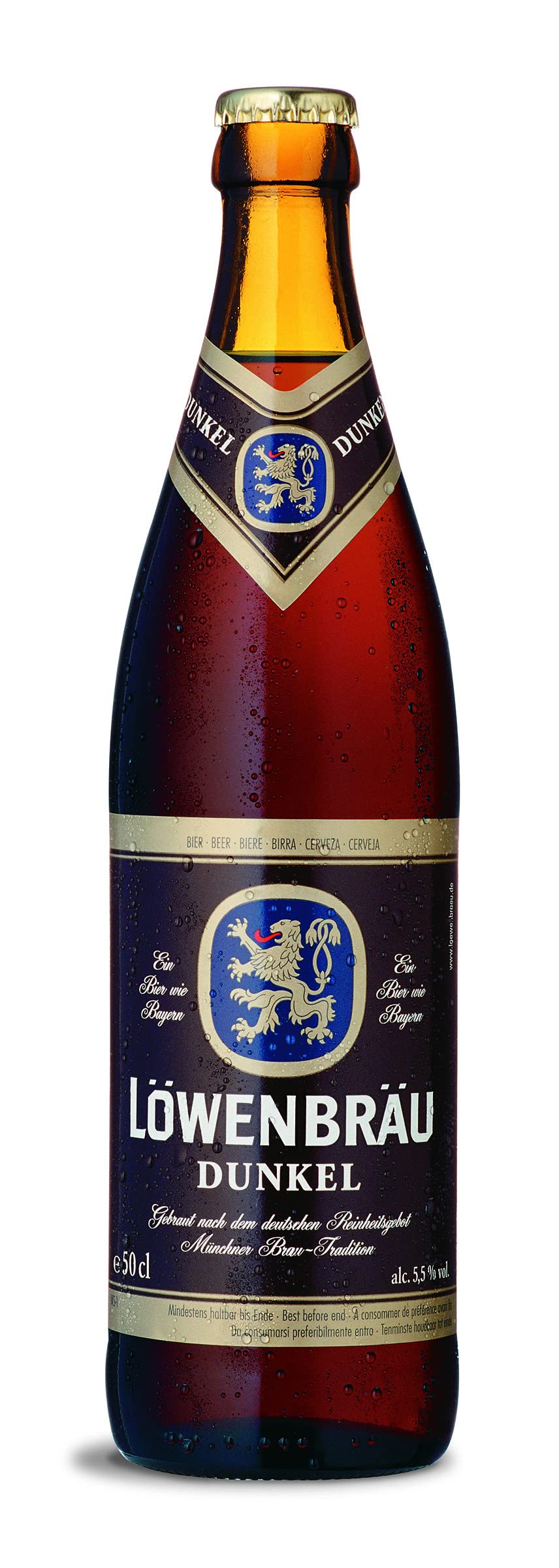 LÖWENBRÄU Dunkel Flaschenbier, MEHRWEG im Kasten, Dunkle Bierspezialität Bier aus München (20 x 0.5 l)