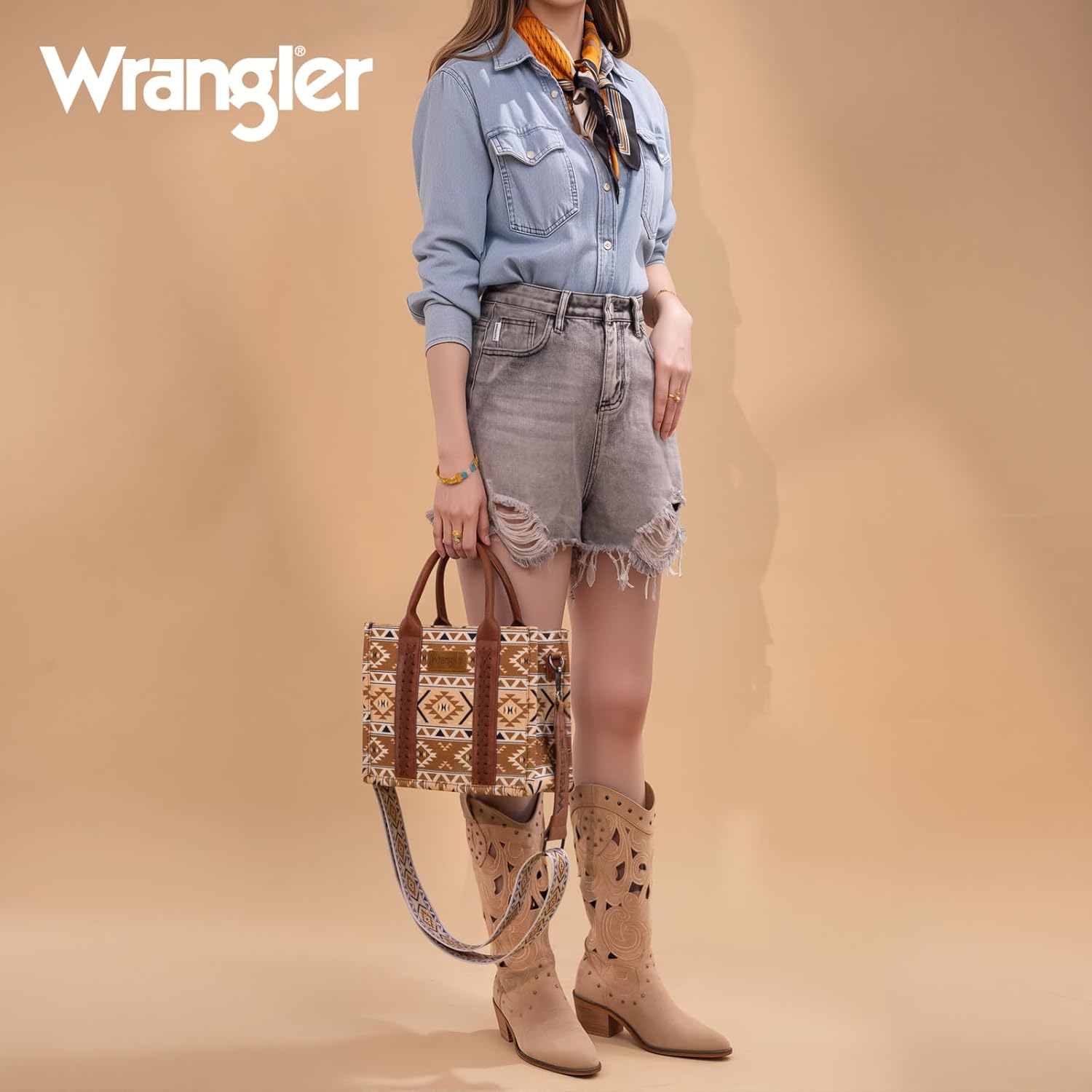 Wrangler Aztec Tote Bag for Women Boho Shoulder Purses and Handbags - Image 3
