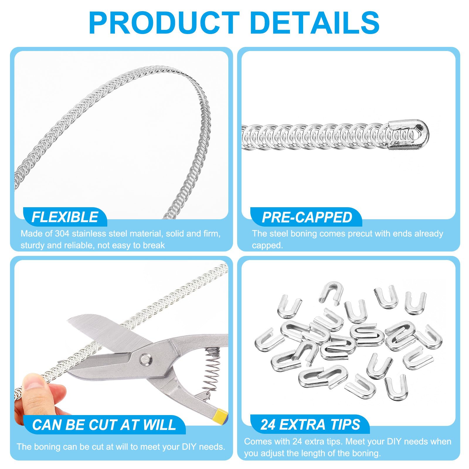 PATIKIL 4mm Spiral 304 Stainless Steel Boning - Image 3