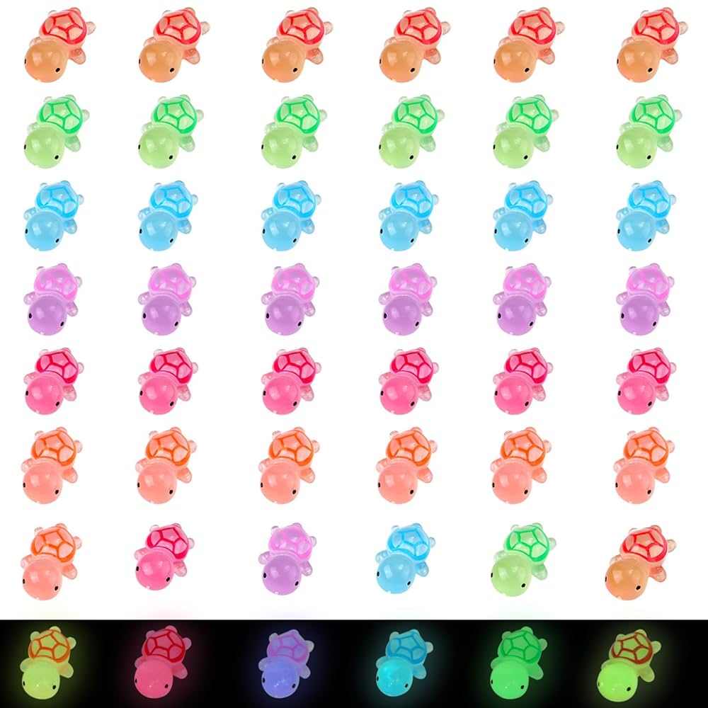 Mini Figures To Hide 200 PCS Cute Tiny Turtles For Crafts,Luminous Mini Turtle Figurines Glow In The Dark Miniatures Resin Turtles Cute For Fairy Garden Moss Landscape Party Decoration Hidden Game Nail