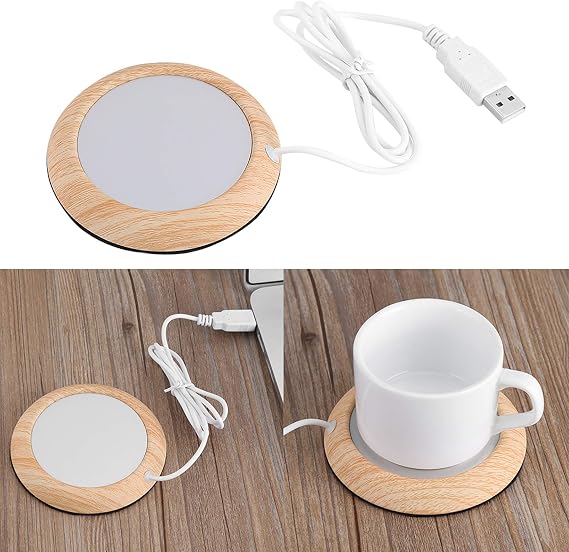 Cup Warmer Mat,USB Wood Grain Cup Warmer Heat Beverage Mug Mat Office Tea Coffee Heater Pad,Warmer Cup for Home (Walnut Grain)