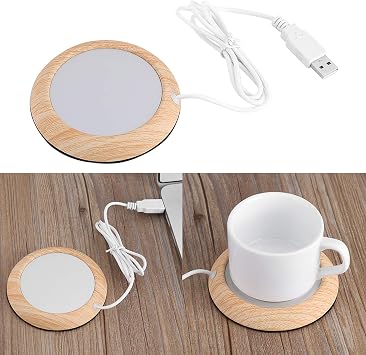 Cup Warmer Mat,USB Wood Grain Cup Warmer Heat Beverage Mug Mat Office Tea Coffee Heater Pad,Warmer Cup for Home (Walnut Grain)