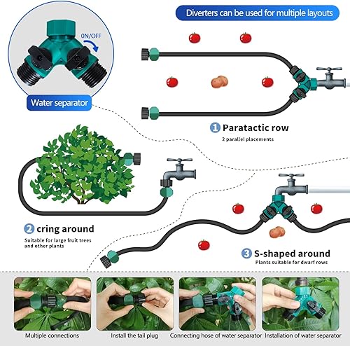 Miniatura 4 de Divisor de manguera de remojo, divisor de grifo, resistente de 2 vías, divisor de manguera y divisor de manguera, grifo de jardín, divisor de