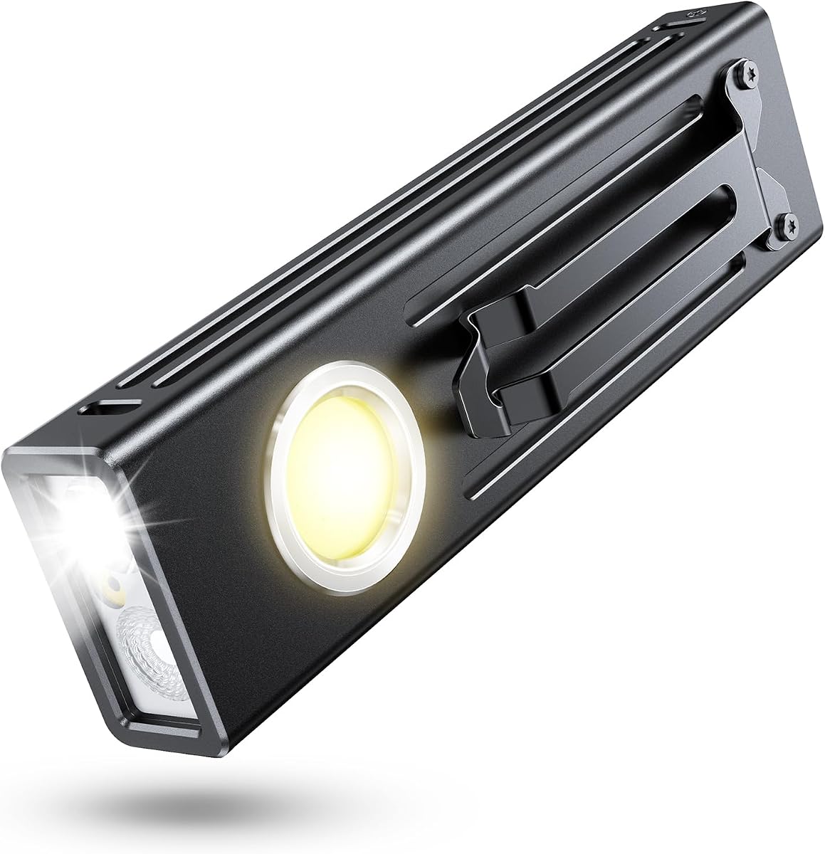 WOCBUY Linterna de bolsillo EDC recargable de 1300 lúmenes, linterna LED magnética plana y con clip con foco 5 en 1/UV/haz rojo/reflector para camping, exteriores, emergencia, trabajo y detección de orina de mascotas