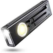 WOCBUY 1300 Lumens Rechargeable EDC Pocket Flashlight, Flat & Clip-On Magnetic LED Flashlight with 5-in-1 Spotlight/UV/Red Beam/Floodlight for Camping, Outdoor, Emergency, Work & Pet Urine Detection